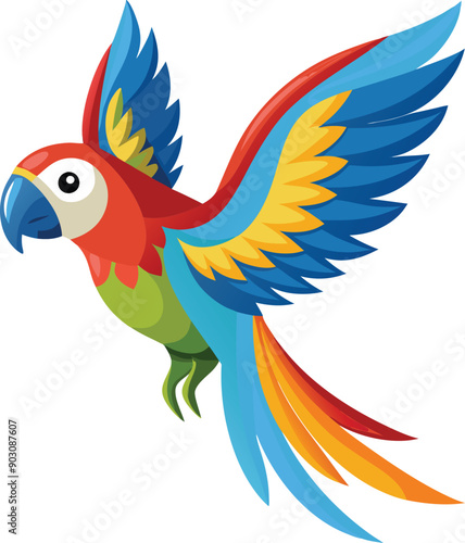 Colorful flying Catalina Macaw parrot