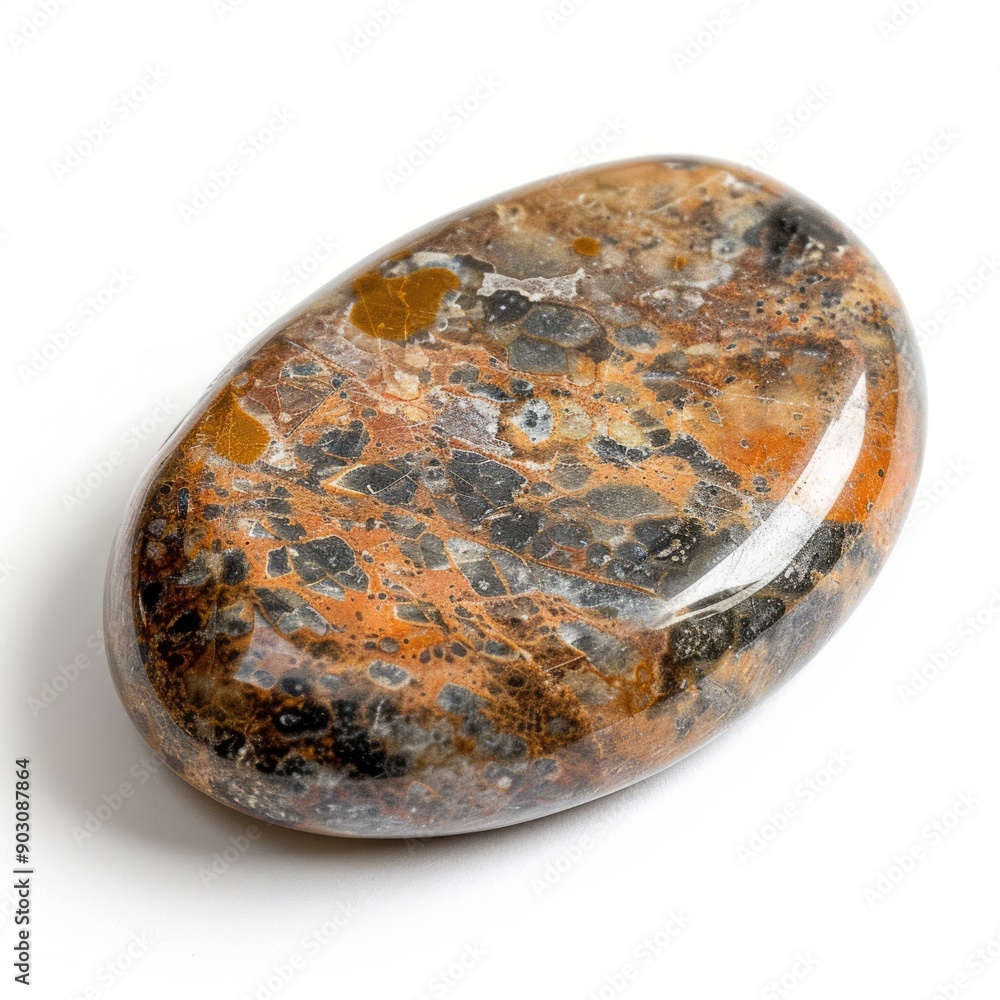 Medium shot of Massage stone, isolated on a white background, bright and vivid tonality Medium shot of Massage stone, isolated on a white background, bright and vivid tonality