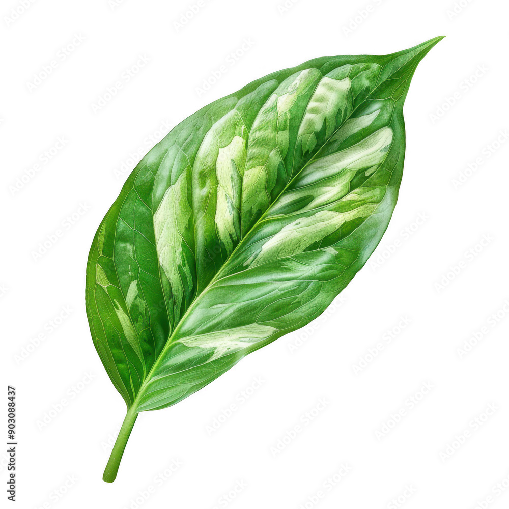 Close-Up of a Vibrant Green Leaf with Intricate Veins and Patterns Isolated on White Background Close-Up of a Vibrant Green Leaf with Intricate Veins and Patterns Isolated on White Background