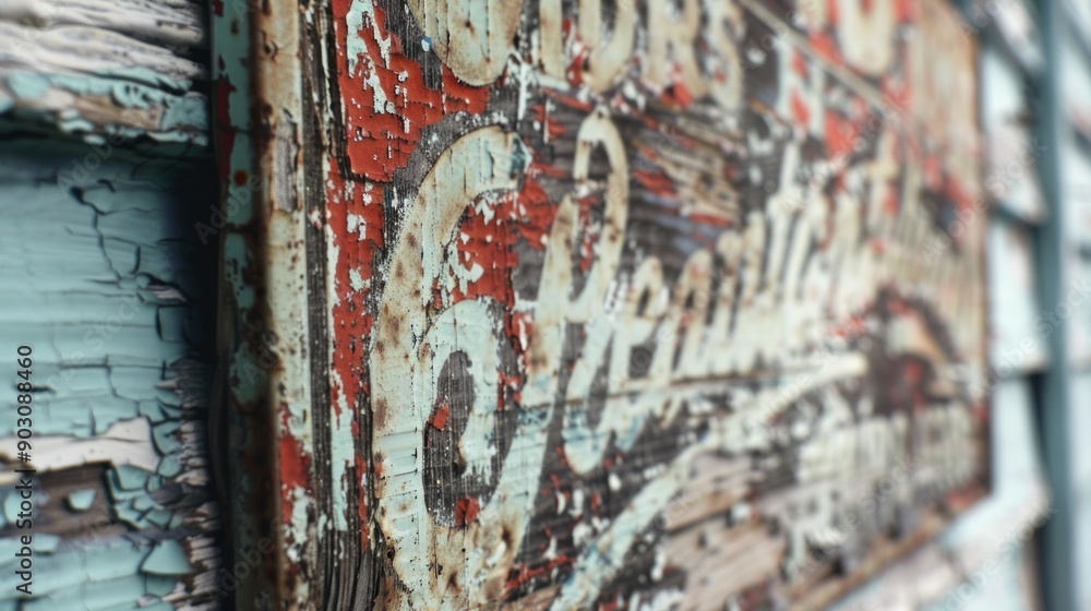 Fototapeta premium Vintage Sign with Faded Paint and Text