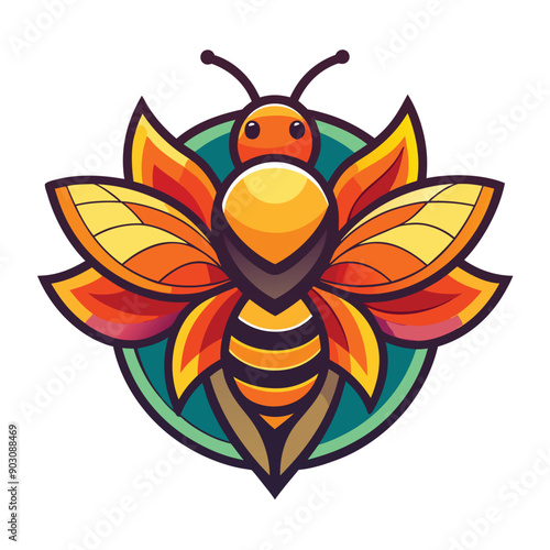 A vibrant and eye catching leaf bee logo design vector download