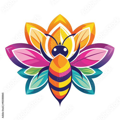 A vibrant and eye catching leaf bee logo design vector download