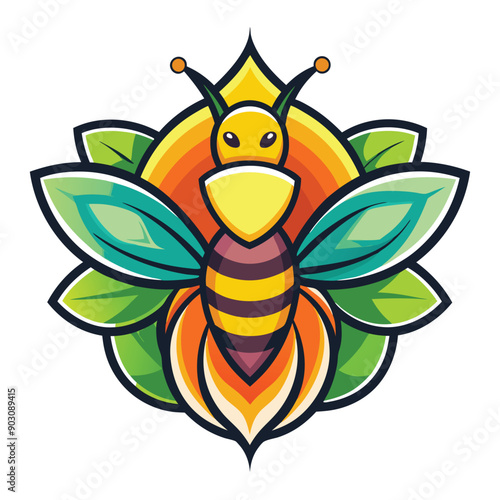 A vibrant and eye catching leaf bee logo design vector download