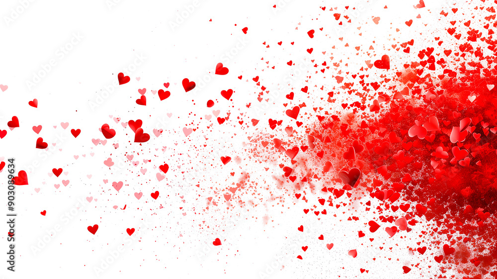 Red hearts explosion cloud, vibrant color confetti splash, love and emotion, heart particles, valentine day, isolated transparent background Red hearts explosion cloud, vibrant color confetti splash, love and emotion, heart particles, valentine day, isolated transparent background