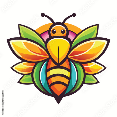 A vibrant and eye catching leaf bee logo design vector download