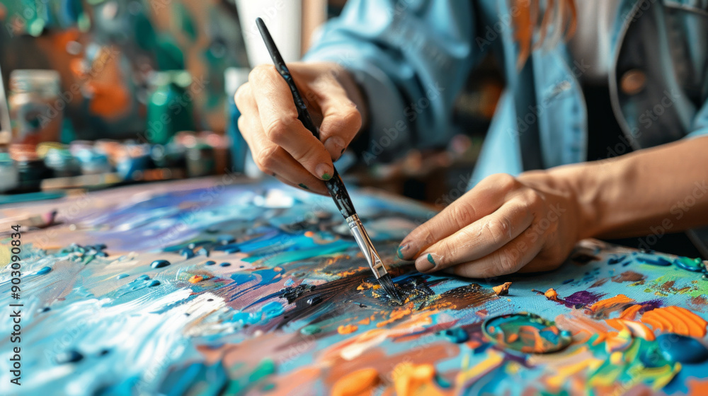 Therapist engaging clients through creative art therapy techniques in a cozy studio setting Therapist engaging clients through creative art therapy techniques in a cozy studio setting
