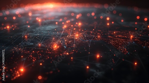 Blockchain Network Growth Interconnected Cryptocurrency Nodes Forming Glowing Global Data Map