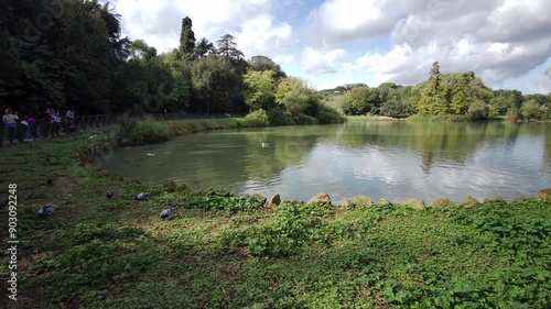 Villa pamphili lake in Rome on sunny day. High quality 4k footage photo