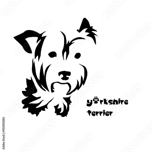 Stylized Yorkshire Terrier. Vector drawing of a small dog. Gestalt animal design