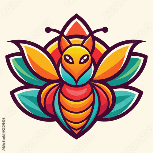 A vibrant and eye catching leaf bee logo design vector download