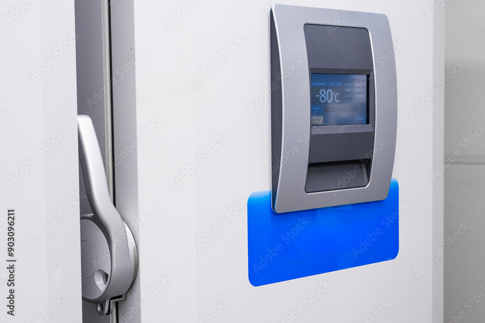 Industrial freezer for freezing samples at - 80 C before chemical or biochemical analysis. Industrial freezer for freezing samples at - 80 C before chemical or biochemical analysis.