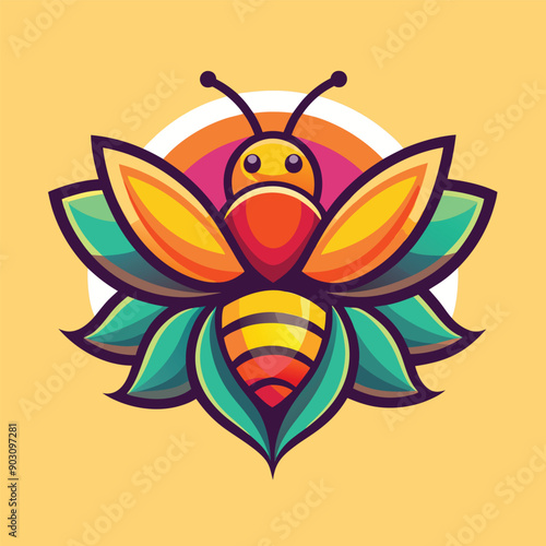 A vibrant and eye catching leaf bee logo design vector download