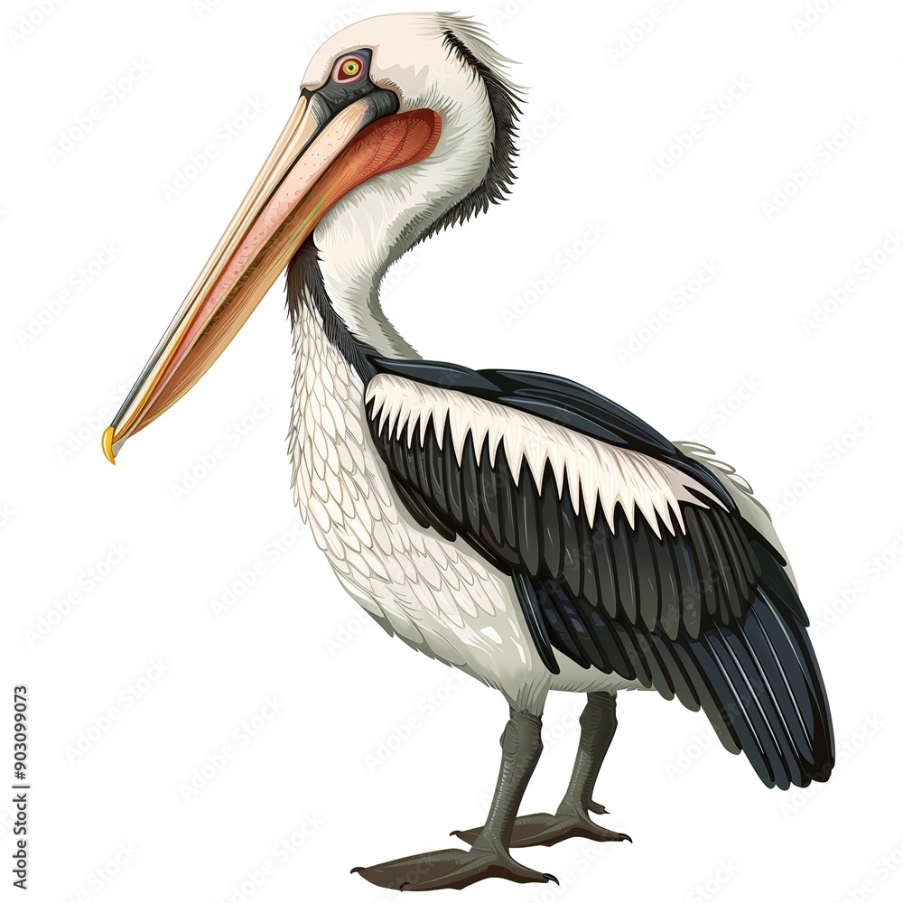 Pelican Eclectic animal fashion cartoon isolated whitebackground Pelican Eclectic animal fashion cartoon isolated whitebackground