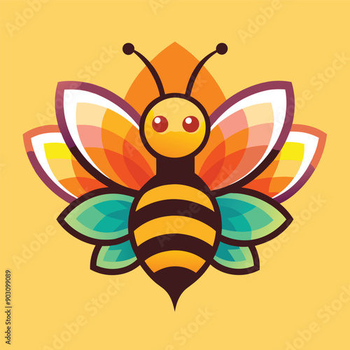 A vibrant and eye catching leaf bee logo design vector download