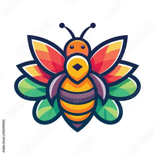 A vibrant and eye catching leaf bee logo design vector download