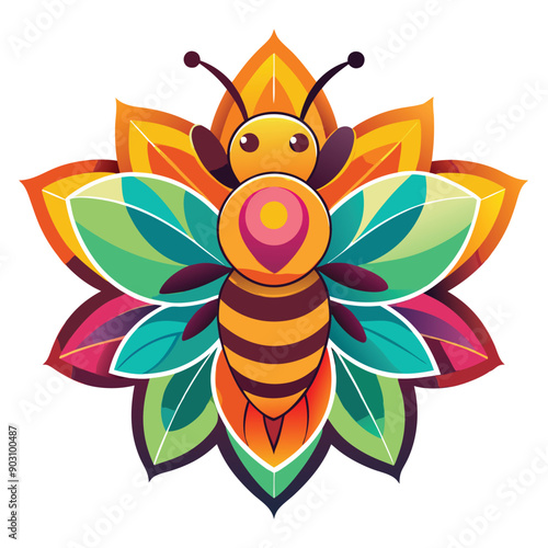 A vibrant and eye catching leaf bee logo design vector download