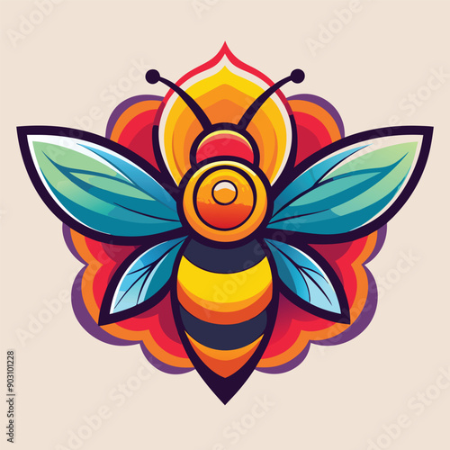 A vibrant and eye catching leaf bee logo design vector download