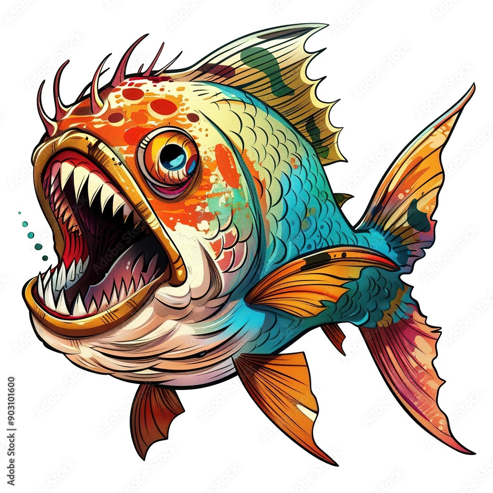 Piranha Festival animal fashion cartoon isolated whitebackground 16:9 Piranha Festival animal fashion cartoon isolated whitebackground 16:9