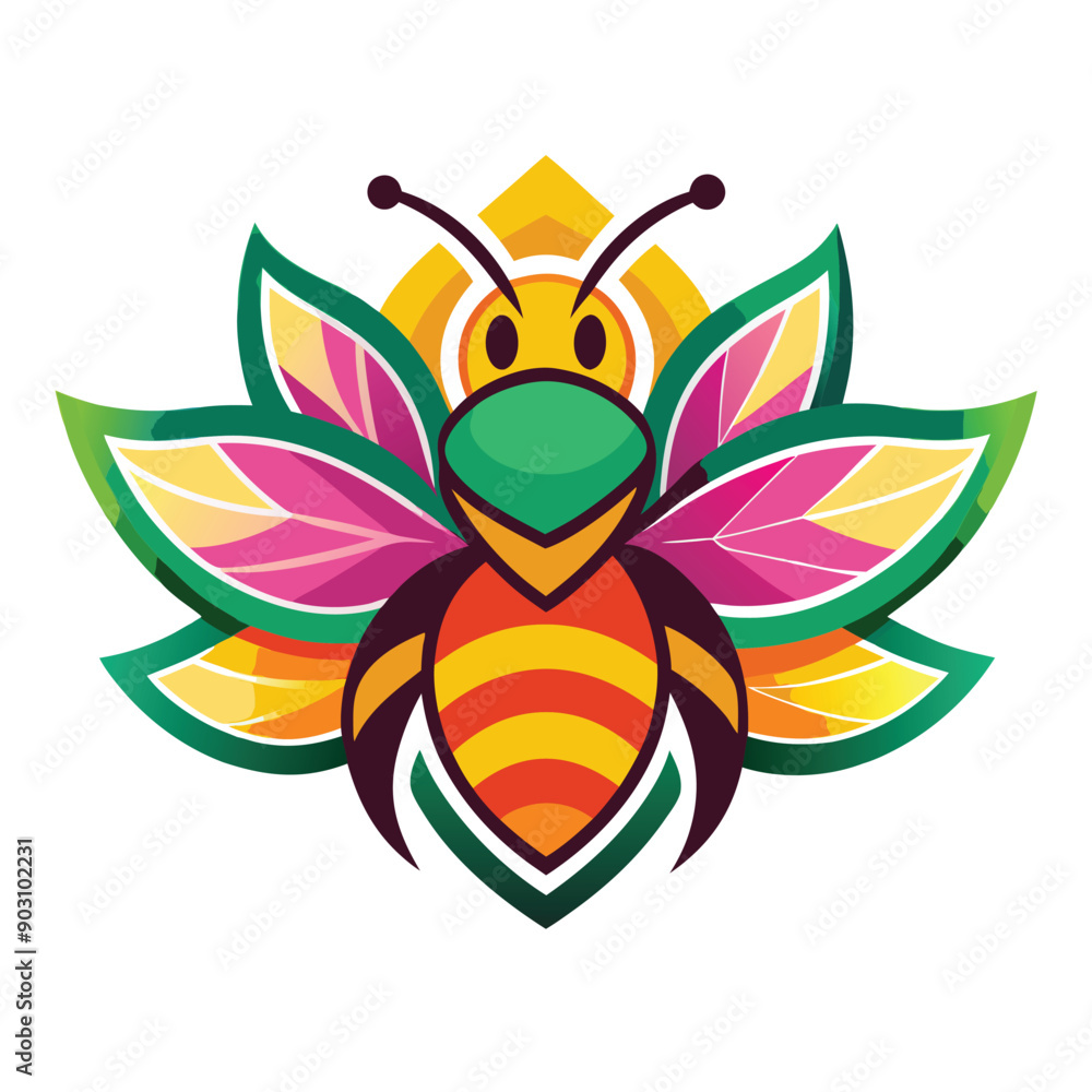 A vibrant and eye catching leaf bee logo design vector download A vibrant and eye catching leaf bee logo design vector download