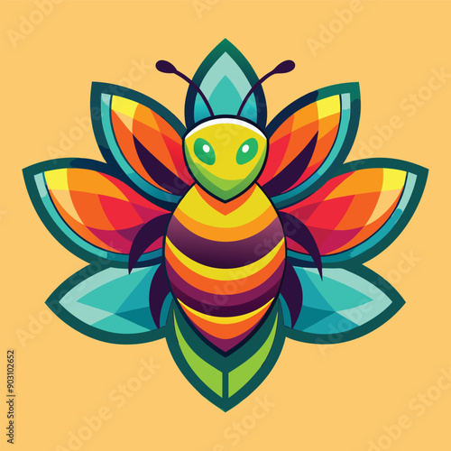 A vibrant and eye catching leaf bee logo design vector download