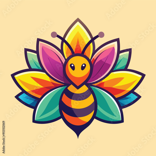A vibrant and eye catching leaf bee logo design vector download