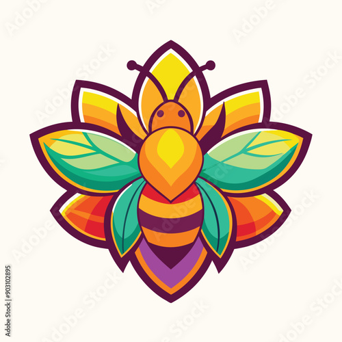 A vibrant and eye catching leaf bee logo design vector download
