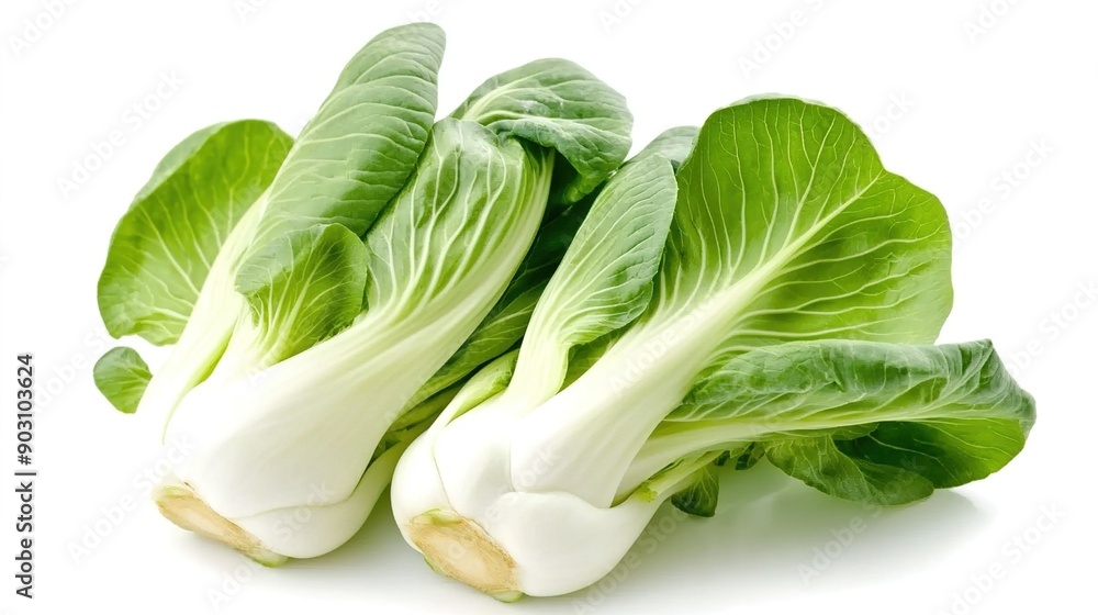 Baby pak choi against white backdrop Baby pak choi against white backdrop