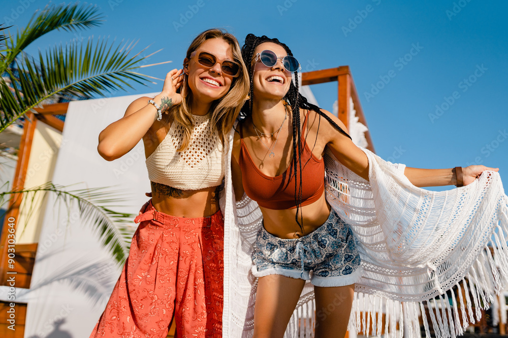 © mary_markevich - stylish women friends posing on summer tropical vacation fashion style © mary_markevich - stylish women friends posing on summer tropical vacation fashion style