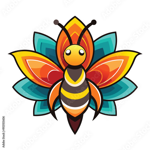 A vibrant and eye catching leaf bee logo design vector download