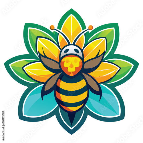 A vibrant and eye catching leaf bee logo design vector download