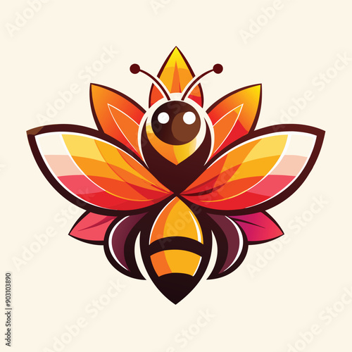 A vibrant and eye catching leaf bee logo design vector download