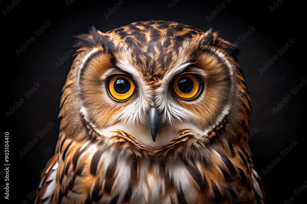 Portrait of a beautiful owl on a black background Portrait of a beautiful owl on a black background