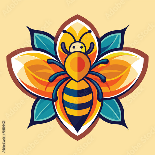 A vibrant and eye catching leaf bee logo design vector download