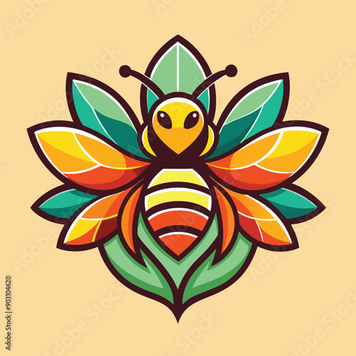 A vibrant and eye catching leaf bee logo design vector download