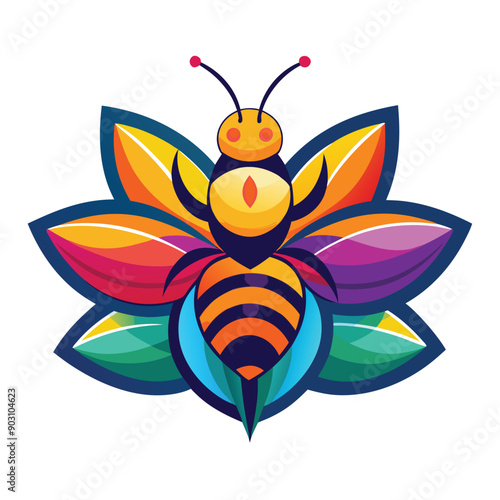 A vibrant and eye catching leaf bee logo design vector download