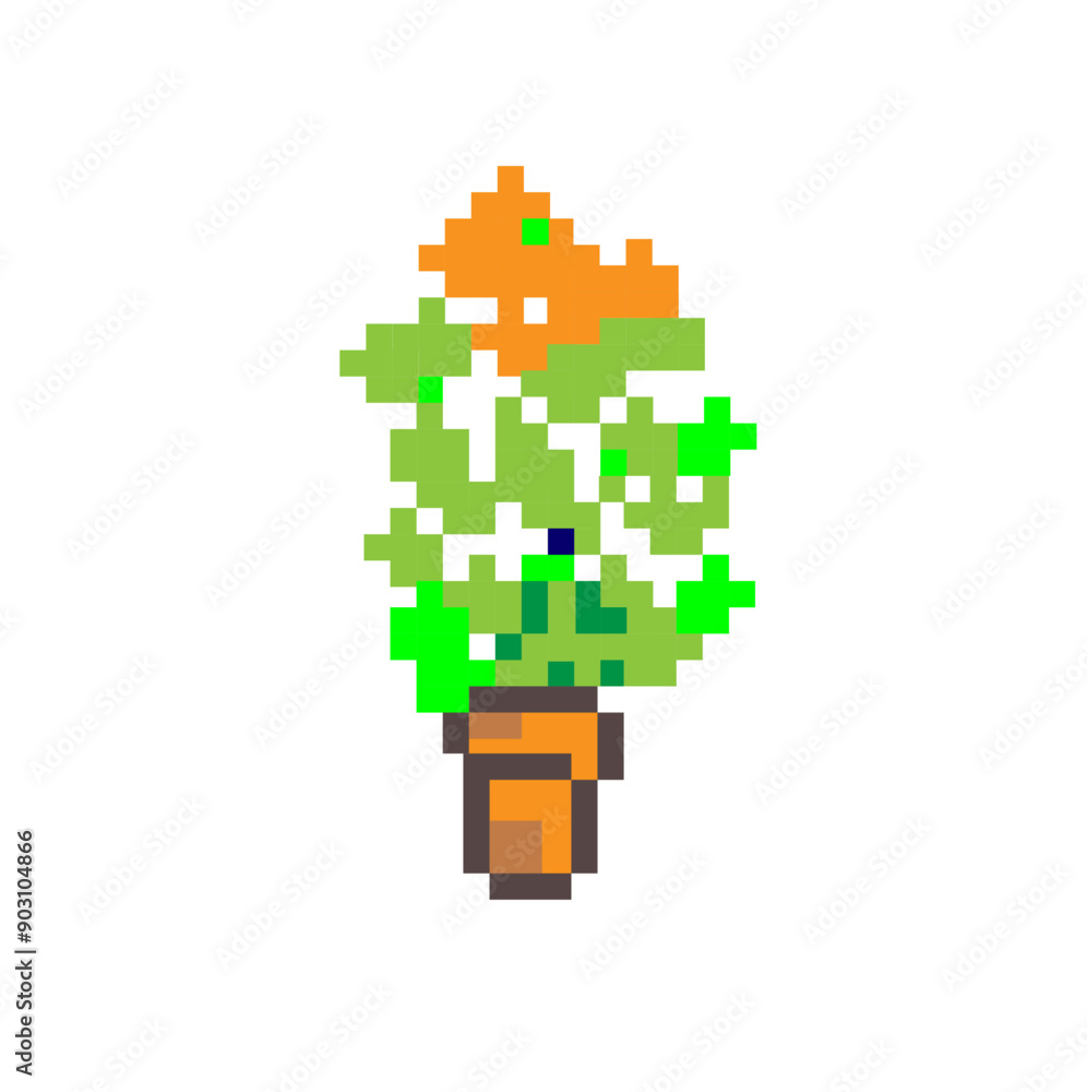 pixel flowers in a pot, abstract puzzle background vector pixel flowers in a pot, abstract puzzle background vector