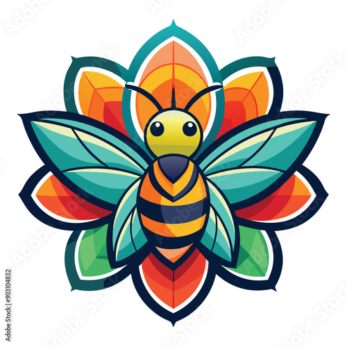 A vibrant and eye catching leaf bee logo design vector download