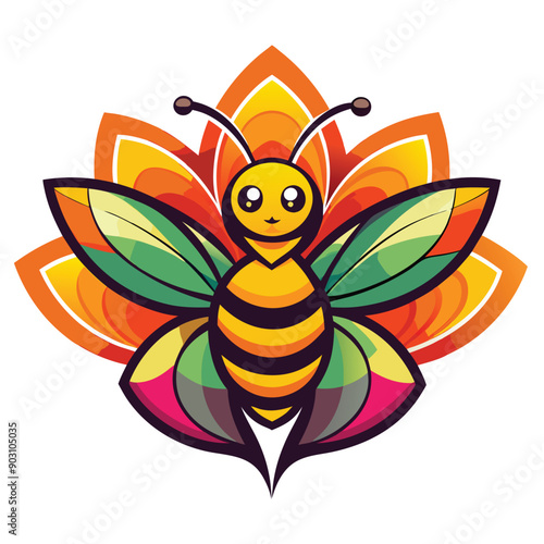 A vibrant and eye catching leaf bee logo design vector download