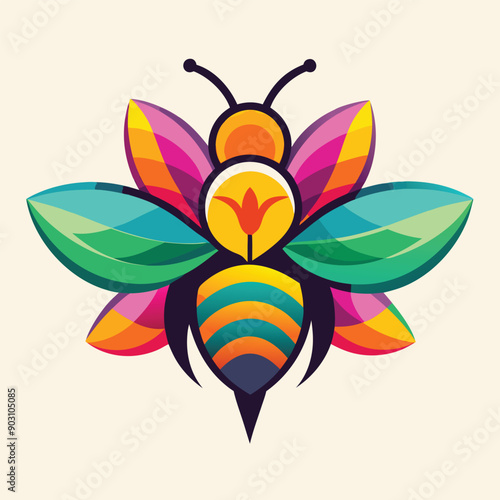 A vibrant and eye catching leaf bee logo design vector download