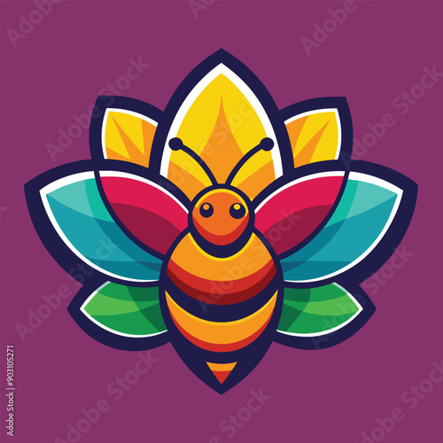 A vibrant and eye catching leaf bee logo design vector download