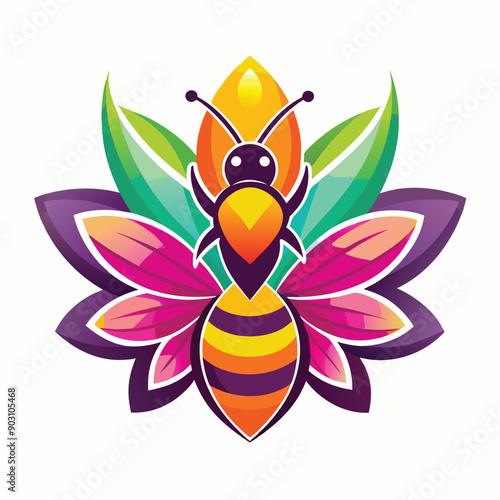 A vibrant and eye catching leaf bee logo design vector download