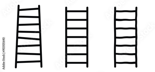 Ladder up or down. Stair ladder, step for success. Ladder with step construction staircase. Painter ladder. concept plan for business.  Household or work tools.