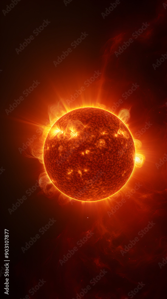 A close-up of a fiery red star, radiating heat and light in a dark expanse of space. A close-up of a fiery red star, radiating heat and light in a dark expanse of space.