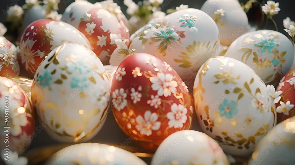 Decorated Easter eggs with floral patterns. Decorated Easter eggs with floral patterns.