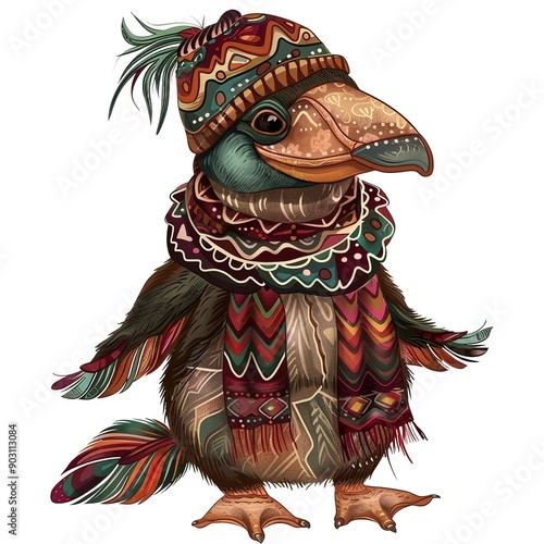 Platypus Modern Boho animal fashion cartoon isolated whitebackground 16:9 photo