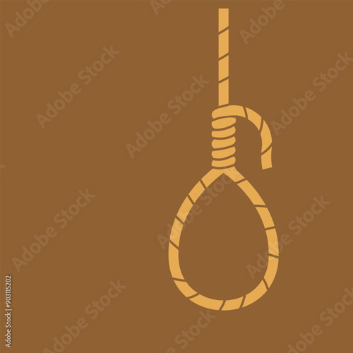 Suicide rope knot. Rope hanging loop icon. Vector illustration isolated