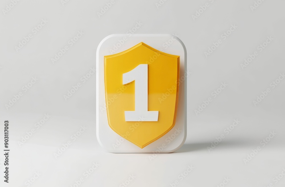 3D icon of a shield with the number 1 on it 3D icon of a shield with the number 1 on it