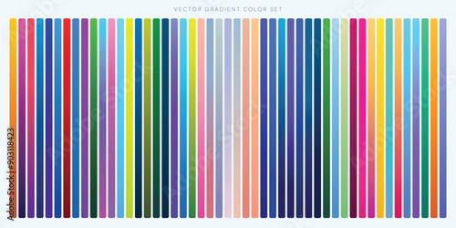 Different kinds of color gradients in lines, vector art