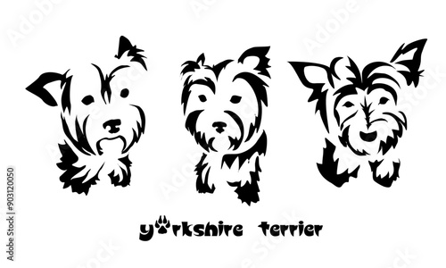 Stylized Yorkshire Terrier. Vector drawing of a small dog. Gestalt animal design