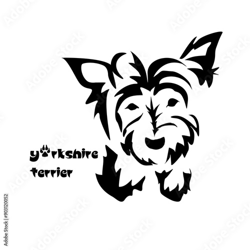 Stylized Yorkshire Terrier. Vector drawing of a small dog. Gestalt animal design